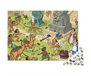 Los conquistadores se encuentran con Montezuma Puzzle De Madera Impermeable Puzzles De 1000 Piezas Regalos para Adultos Desafiante Y Estimulante Rompecabezas Juegos Desafiantes