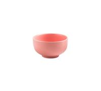 Los cuencos de arroz redondos de cerámica esmaltada son exquisitos y prácticos, color rosa semi-claro, 4.5 pulgadas.