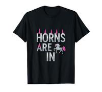 Los Cuernos Tienen un diseño de Cuerno de Unicornio Cromado, Plateado y Rosa Intenso Camiseta