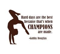 Los días difíciles son la mejor frase. Logotipo de Gymnasticsnasiumnast. Sala de juegos deportiva. Calcomanías de letras 34x44.2cm Decoración de carrocerías Café