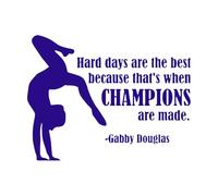 Los días difíciles son la mejor frase. Logotipo de Gymnasticsnasiumnast. Sala de juegos deportiva. Decoración de vinilo para pared 34x44.2cm Personalización personalizada Azul oscuro