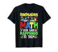 Los Dinosaurios no aprendieron matemáticas Mira lo Que Les pasó Camiseta gráfica económica, Hombre, Negro, L