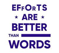 Los esfuerzos son mejores que las palabras tipografía moderna motivacional e inspiradora Pegatinas de pared 54.6x57.2cm Varios tamaños Azul oscuro