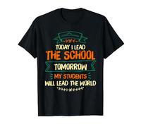 Los Estudiantes de liderazgo Principal de la Escuela liderarán el Mundo Camiseta gráfica económica, Hombre, Negro, S