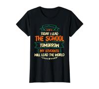 Los Estudiantes de liderazgo Principal de la Escuela liderarán el Mundo Camiseta gráfica económica, Mujer, Negro, S