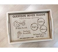Los Eventos de la Tata. Bandeja para Reyes Magos - Bandeja Papa Noel Personalizada - Bandeja navideña (Bandeja, Madera)