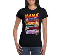 Los Eventos de la Tata. Camiseta para Regalar a mamá Ideal para el día de la Madre con Todas Las Princesas (FR/ES, Letras, XXL, Regular, Regular, Negro)