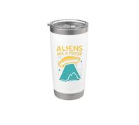 Los extraterrestres son un Psyop Divertido OVNI Desinformación Engaño Alien Meme Vaso térmico de acero inoxidable de doble pared