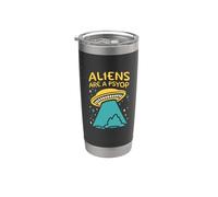 Los extraterrestres son un Psyop Divertido OVNI Desinformación Engaño Alien Meme Vaso térmico de acero inoxidable de doble pared