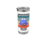 Los fines de semana de pulpo kawaii vintage son para los amantes del sushi Vaso térmico de acero inoxidable de doble pared