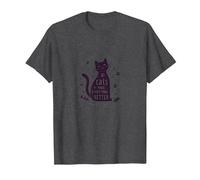 Los Gatos Hacen Que Todo Sea Mejor Amante caprichoso de Las Mascotas Camiseta, Hombre, Jaspeado Oscuro, M