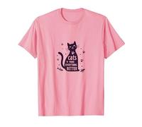 Los Gatos Hacen Que Todo Sea Mejor Amante caprichoso de Las Mascotas Camiseta, Hombre, Rosado, S