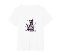 Los Gatos Hacen Que Todo Sea Mejor Amante caprichoso de Las Mascotas Camiseta, Mujer Tallas Grandes, Blanco, 2XL Grande