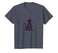 Los Gatos Hacen Que Todo Sea Mejor Amante caprichoso de Las Mascotas Camiseta, Niños, Azul Jaspeado, 3 años