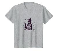 Los Gatos Hacen Que Todo Sea Mejor Amante caprichoso de Las Mascotas Camiseta, Niños, Gris Jaspeado, 10 años