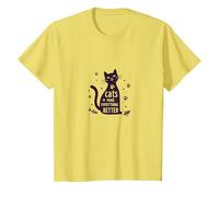 Los Gatos Hacen Que Todo Sea Mejor Amante caprichoso de Las Mascotas Camiseta, Niños, Limón, 10 años