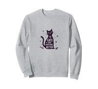 Los Gatos Hacen Que Todo Sea Mejor Amante caprichoso de Las Mascotas Sudadera, Unisex para Adultos, Gris Jaspeado, S