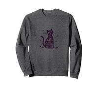Los Gatos Hacen Que Todo Sea Mejor Amante caprichoso de Las Mascotas Sudadera, Unisex para Adultos, Jaspeado Oscuro, L