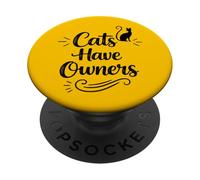 Los Gatos Retro Tienen dueños, Divertidos Amantes de los Gatos, mamás y papás PopSockets PopGrip Adhesivo