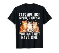 Los Gatos Son como Papas Fritas Que no Puedes Tener Solo un Gatito Camiseta gráfica económica, Hombre, Negro, S
