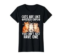 Los Gatos Son como Papas Fritas Que no Puedes Tener Solo un Gatito Camiseta gráfica económica, Mujer, Negro, XL