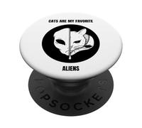 Los Gatos Son mis alienígenas Favoritos (Cat Alien Graphic) PopSockets PopGrip Adhesivo