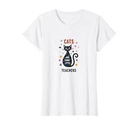 Los Gatos Son pequeños Maestros Peludos: sabiduría caprichosa de Mascotas Camiseta, Mujer, Blanco, L
