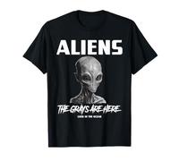 Los Grises están aquí Alien Sci-Fi Encuentro Espacial gótico Camiseta