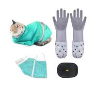 Los guantes de lavado de manga larga para mascotas cuentan con un diseño de ranuras de silicona, ideal tanto para gatos como para perros. Este juego incluye 4 piezas en total, vienen con una bolsa de