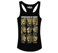 Los Guardianes de la Galaxia Camisetas sin Mangas del bebé Groot Expresiones para Vol. 2 Marvel Negros de algodón - S