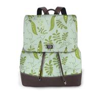Los guisantes verdes se van de color azul,Mochila para mujer, impermeable, ligera, de piel sintética, moderna, para viajes.