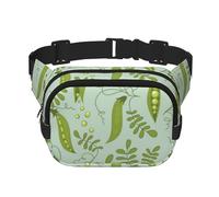 Los Guisantes Verdes se Van de Color Azul,Riñonera Cuadrada de Doble Capa, Bolso de Viaje, Bolso Informal para el Pecho.