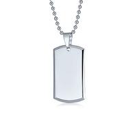 Los Hombres De Gran Personalizados Grabables Ejército Militar Etiqueta De Perro Colgante Collar De Plata Pulida Tono De Acero Inoxidable Biselado Borde Con Cadena De Bolas De Cuentas De 24 Pulgadas