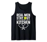 Los Hombres de Verdad se Mantienen Fuera de la Cocina, Amantes Divertidos del Pickleball Camiseta sin Mangas