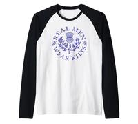 Los Hombres Reales Usan Kilts Thistle Camiseta Manga Raglan