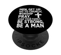 Los Hombres se levantan Van a la Iglesia Adoración Orar Guíe a su Familia PopSockets PopGrip Adhesivo