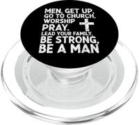 Los Hombres se levantan Van a la Iglesia Adoración Orar Guíe a su Familia PopSockets PopGrip para MagSafe