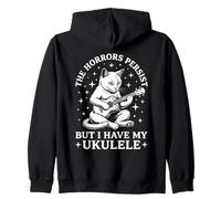 Los horrores persisten Pero Tengo mi Gato Ukelele Divertido Sudadera con Capucha