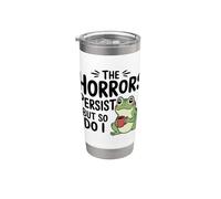 Los horrores persisten rana, amante del café divertido Vaso térmico de acero inoxidable de doble pared