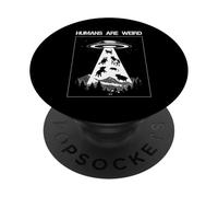 Los Humanos Son extraños Retro Divertido Nave Espacial Alien UFO Secuestro PopSockets PopGrip Adhesivo