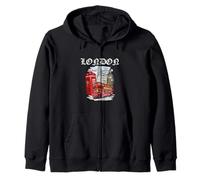 Los iconos de viaje más famosos de Londres Reino Unido Inglaterra Vintage Retro Sudadera con Capucha