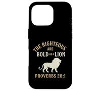 Los justos son audaces como un león Proverbios 28:1 Christian Carcasa para iPhone 16 Pro