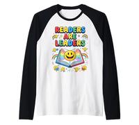 Los lectores Son líderes Leyendo Amantes de los Libros Maestro Rainbow Kids Camiseta Manga Raglan