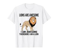 Los Leones Son Impresionantes Soy Impresionante por lo Tanto Soy Un León Camiseta gráfica económica, Hombre, Blanco, S