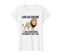 Los Leones Son Impresionantes Soy Impresionante por lo Tanto Soy Un León Camiseta gráfica económica, Mujer, Blanco, M