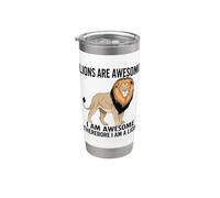 Los Leones Son Impresionantes Soy Impresionante Por lo tanto Soy Un León Vaso térmico de acero inoxidable de doble pared