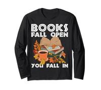 Los libros se abren Te caes en - camiseta para ávidos lectores eruditos Manga Larga