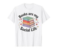 Los Libros Son mi Vida Social Amante de los Libros Bibliófilo Retro Camiseta