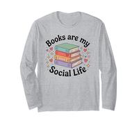 Los Libros Son mi Vida Social Amante de los Libros Bibliófilo Retro Manga Larga
