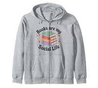 Los Libros Son mi Vida Social Amante de los Libros Bibliófilo Retro Sudadera con Capucha